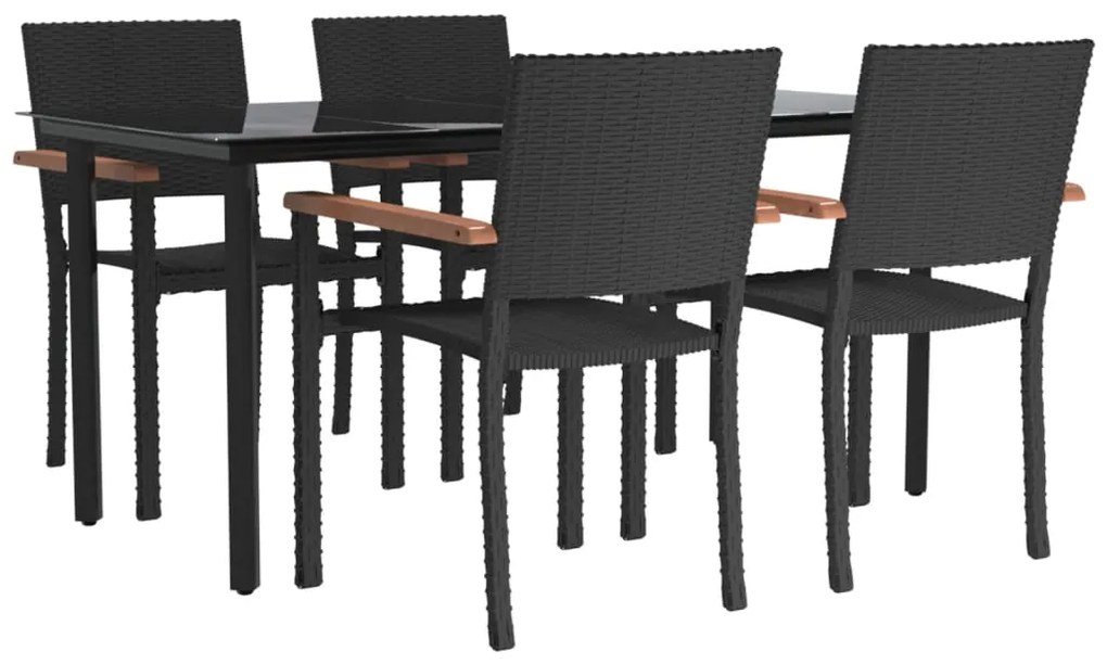 vidaXL Σετ Τραπεζαρίας Κήπου 5 Τεμαχίων Μαύρο από Συνθετικό Ρατάν