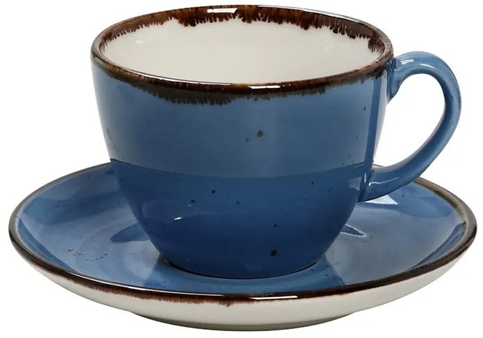 Φλυτζάνι Με Πιατάκι Cappuccino Πορσελάνης 350ml Terra Blue ESPIEL TLF110K6