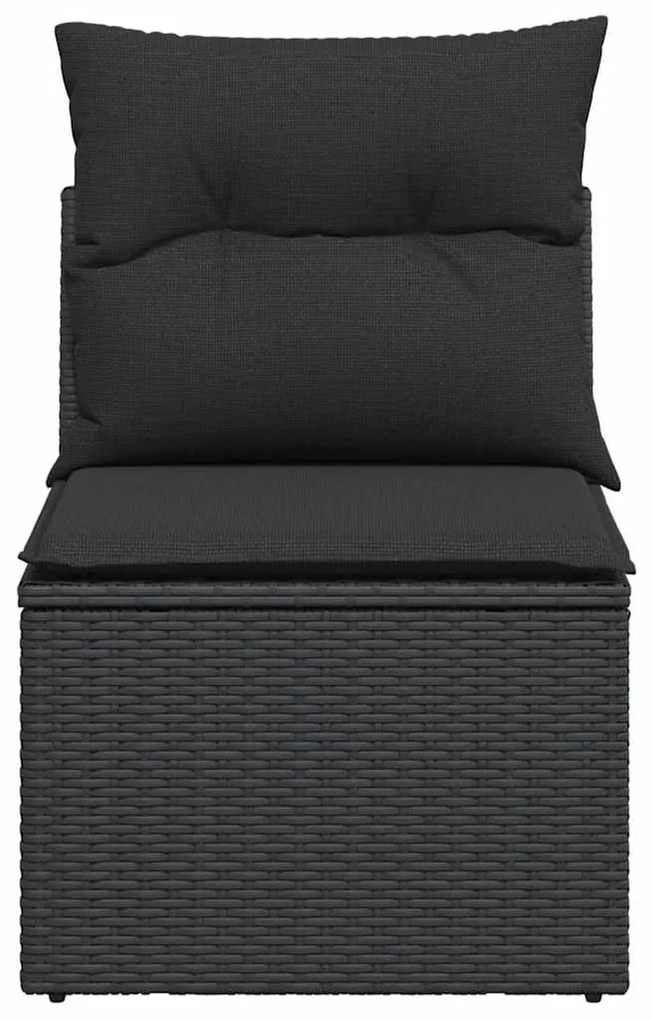 vidaXL Καρέκλα Κήπου Χωρίς Μπράτσα με Μαξιλάρια από Μαύρη Συνθετική Ρατάν