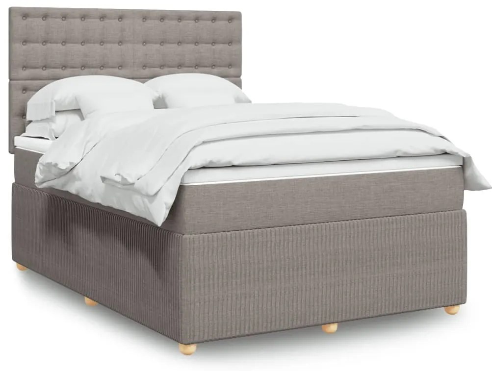 vidaXL Κρεβάτι Boxspring με Στρώμα Taupe 140x200 εκ. Υφασμάτινο
