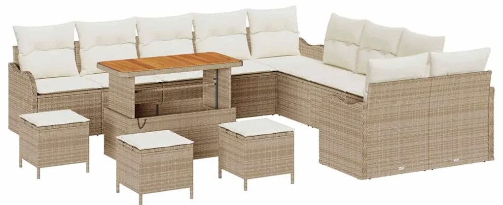 vidaXL Σετ Καναπέ Κήπου 14 pcs Μπεζ συνθετικό ρατάν