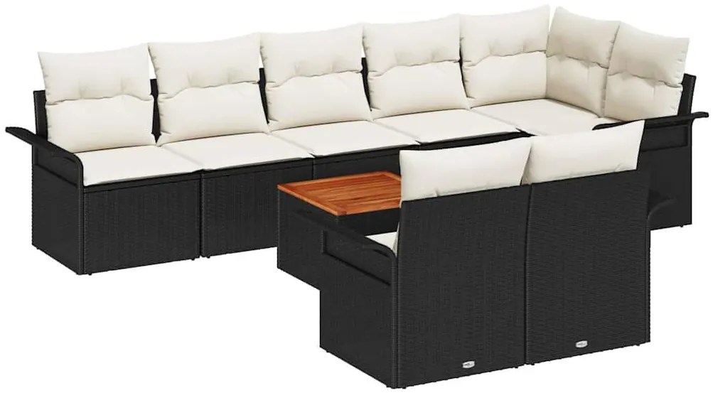 vidaXL Σετ Καναπέ Κήπου με μαξιλάρι 9 pcs Μαύρο, Κρέμα 55 x 55 x 37 εκ