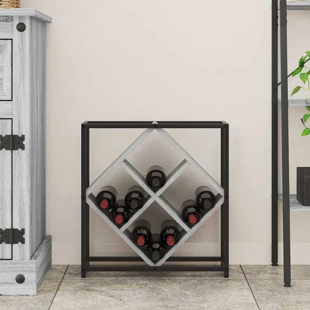 vidaXL Ράφι κρασιών Γκρι Σονομα 51x18x52,5 εκ Κατασκευασμένο ξύλο