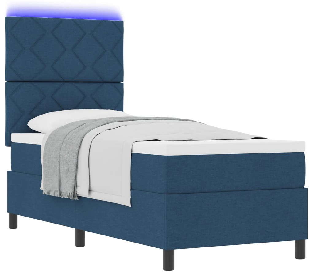 vidaXL Κρεβάτι με ελατήρια με στρώμα Μπλε 80 x 200 cm ύφασμα