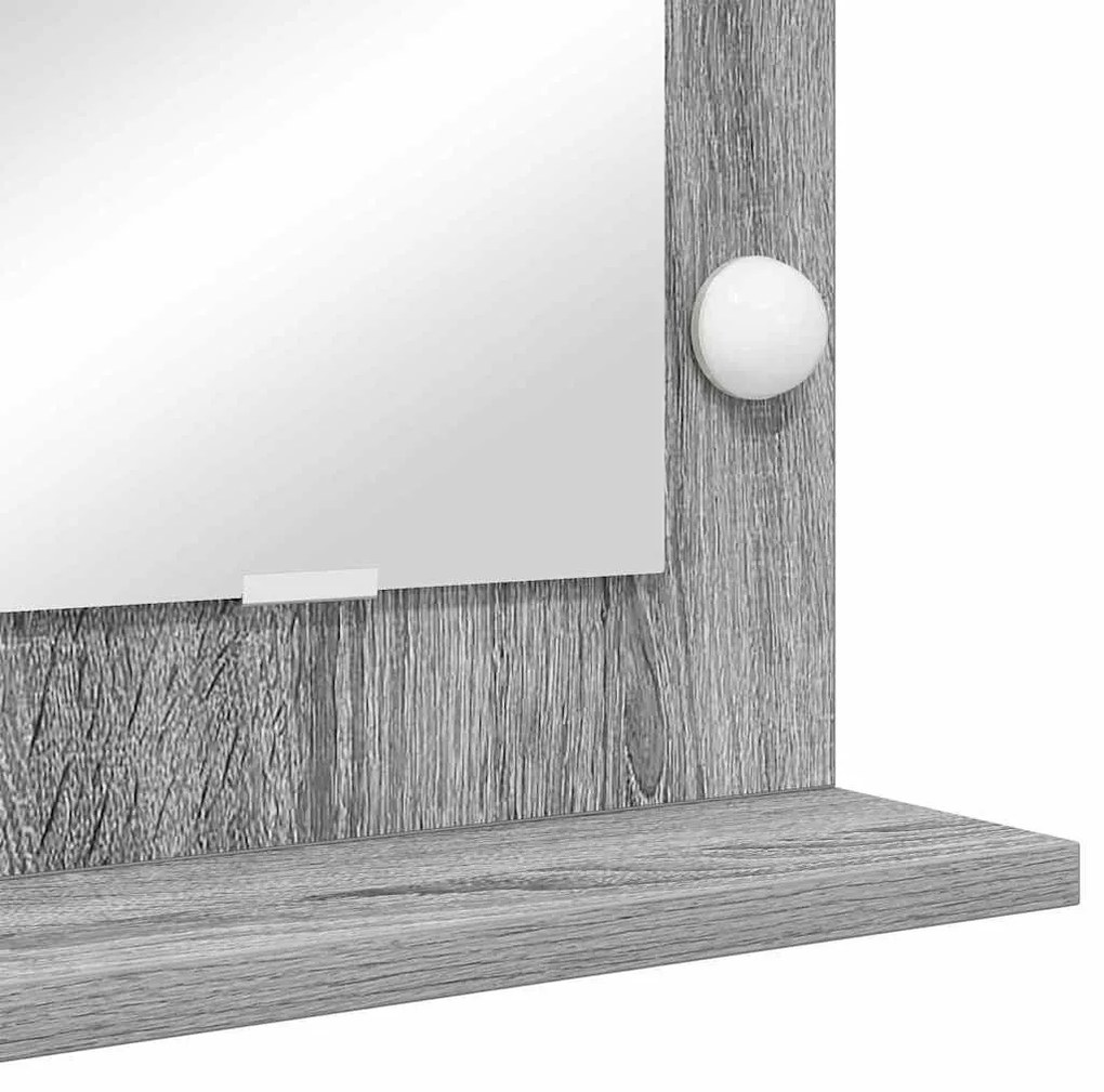 vidaXL Καθρέφτης Vanity με LED Φώτα Γκρι Σονομά 60x55x18 εκ
