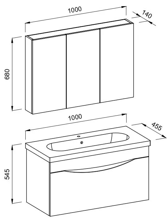Σετ Έπιπλο Μπάνιου SMILE 100 Ανθρακί - Barok 100x45.5x145 εκ.