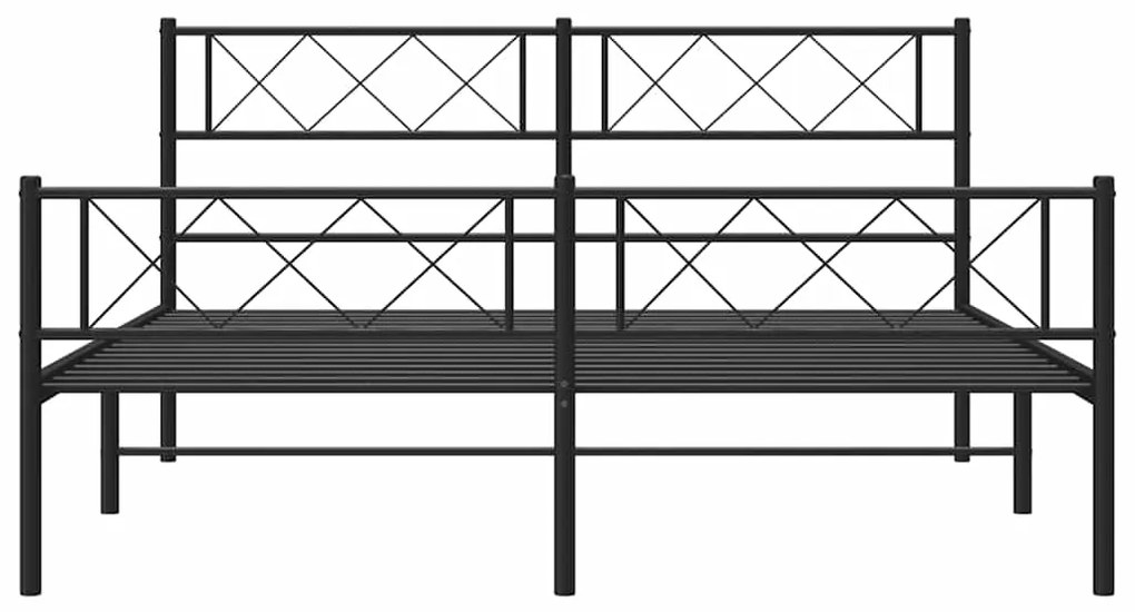 vidaXL Πλαίσιο Κρεβατιού με Κεφαλάρι&Ποδαρικό Μαύρο 135x190εκ. Μέταλλο