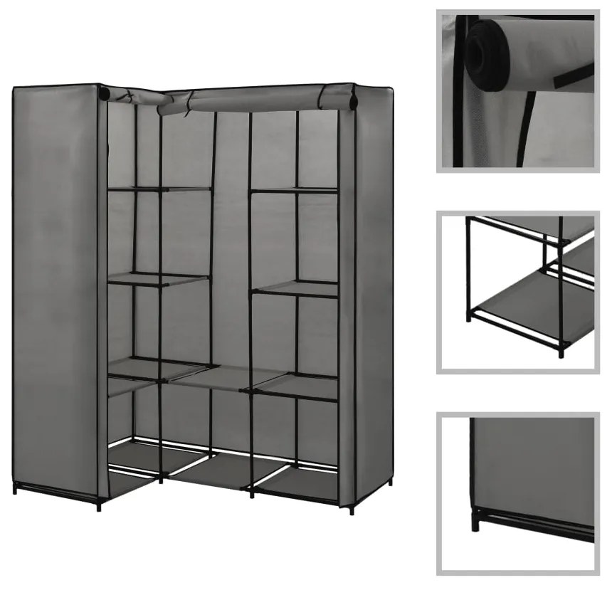 vidaXL 282452  Corner Wardrobe Grey 130x87x169 cm