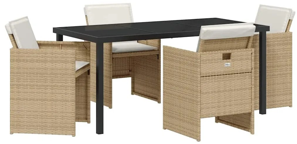 vidaXL Σέτ φαγητού για κήπο 5 pcs Μπεζ συνθετικό ρατάν