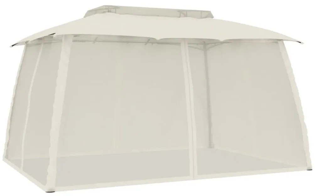 vidaXL Κιόσκι με Διπλούς Τοίχους/Δίχτυ Κρεμ 3,93x2,93 μ. από Ατσάλι