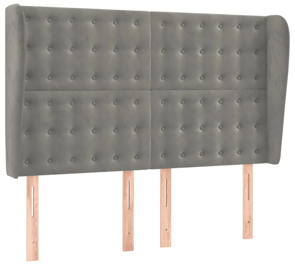 vidaXL Κρεβάτι Boxspring με Στρώμα & LED Αν.Γκρι 140x200 εκ. Βελούδινο