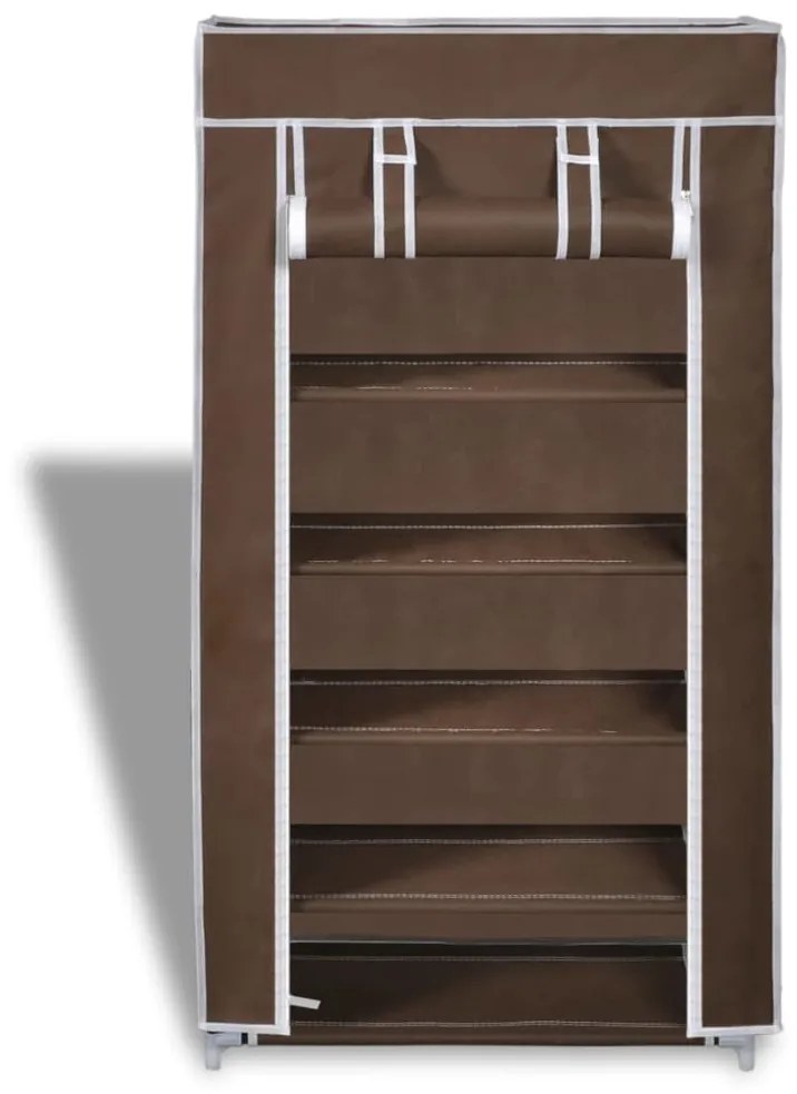 Παπουτσοθήκη με Κάλυμμα Καφέ 58 x 28 x 106 εκ. Υφασμάτινη