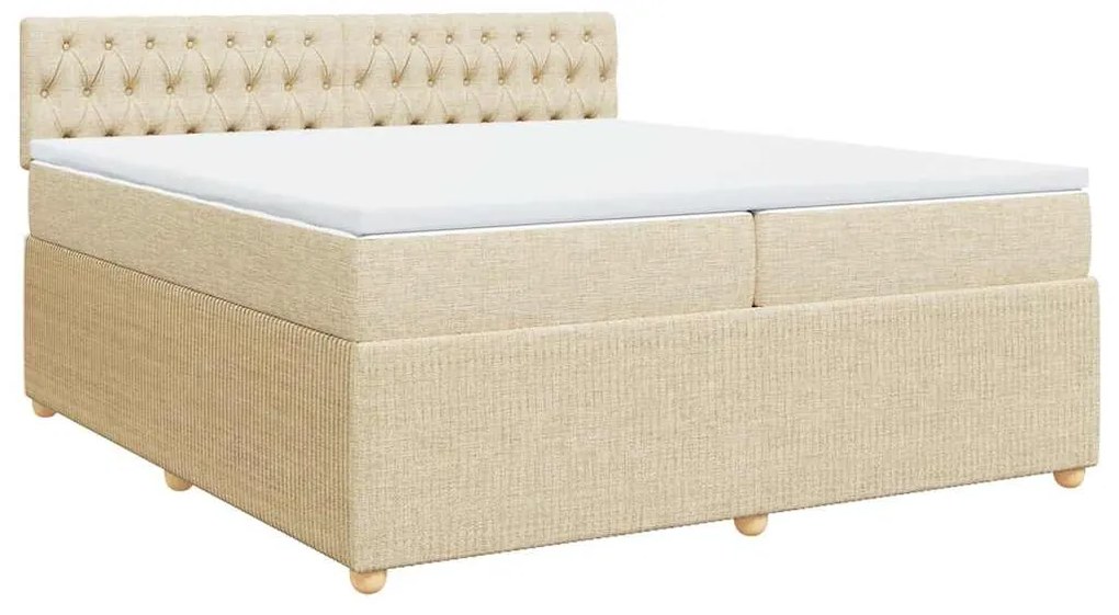 vidaXL Κρεβάτι Boxspring με Στρώμα Κρεμ 200x200 εκ. Υφασμάτινο