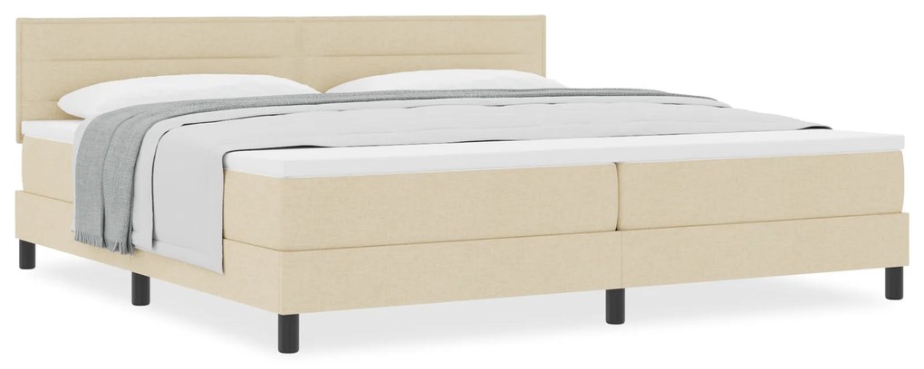 vidaXL Κρεβάτι με Στρώμα Cream 200x200 εκ. Ύφασμα