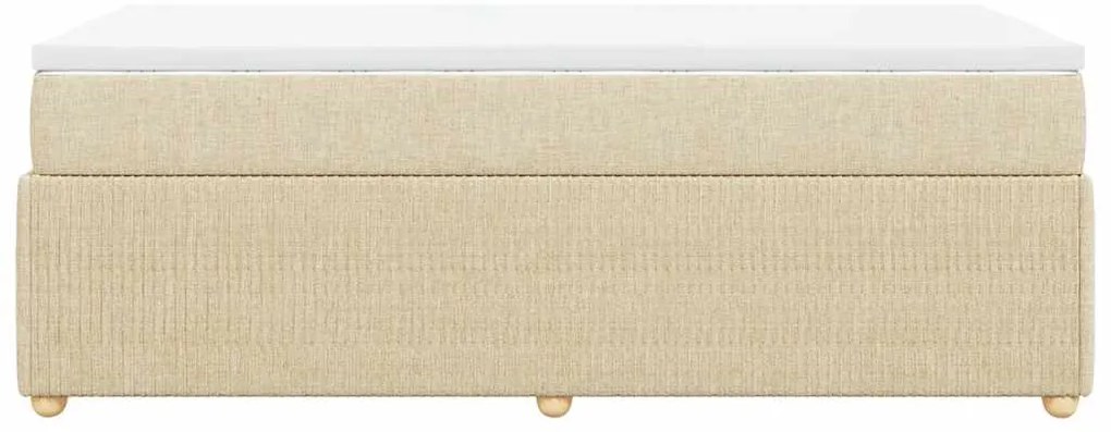 vidaXL Κρεβάτι Boxspring με Στρώμα Κρεμ 100 x 200 εκ. Υφασμάτινο