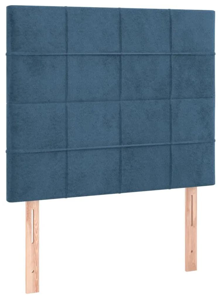 Πλαίσιο Κρεβατιού με Κεφαλάρι Σκ. Μπλε 90x200 εκ. Βελούδινο - Μπλε