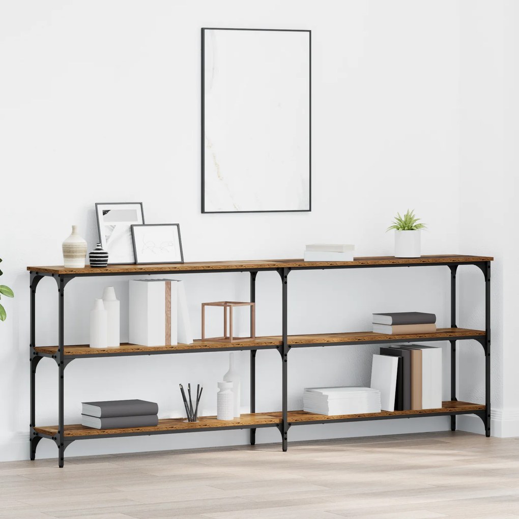 vidaXL Τραπέζι Κονσόλας Παλαιό Ξύλο 200x29x75 εκ. Μηχανικά Ξύλα