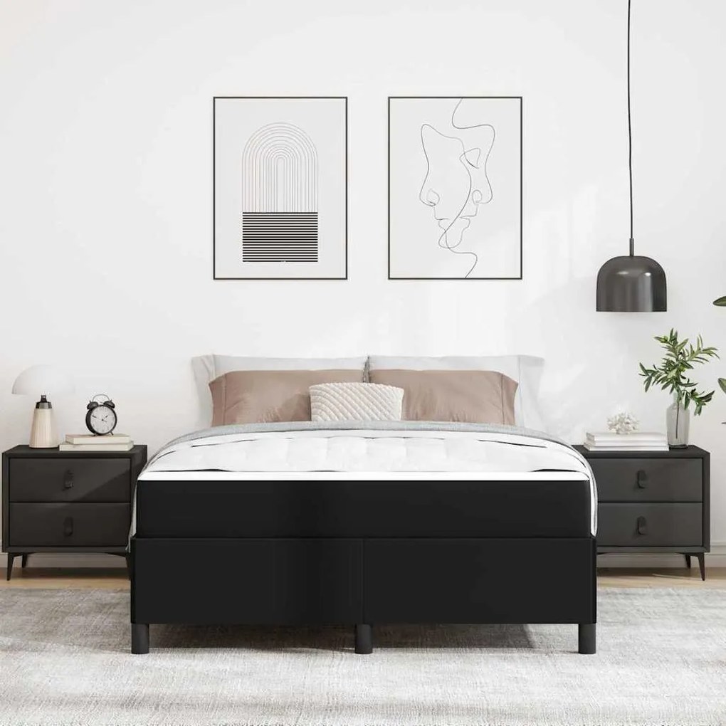 vidaXL Σκελετός κρεβατιού με στρώμα Μαύρο 140 x 200 cm Τεχνητό δέρμα