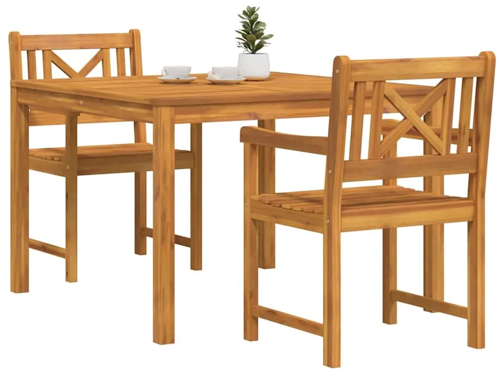vidaXL Σέτ φαγητού για κήπο 3 pcs Καφέ Μασίφ ξύλο ακακίας