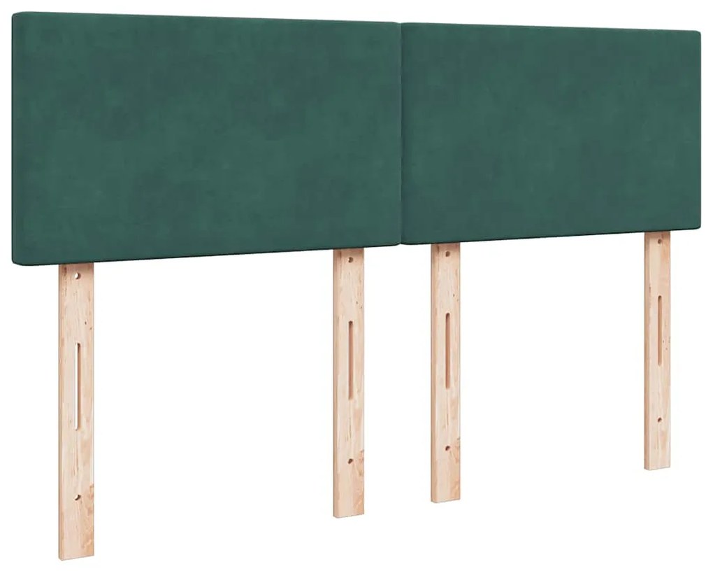 vidaXL Κρεβάτι Boxspring με Στρώμα Σκούρο Πράσινο 140x200εκ. Βελούδινο