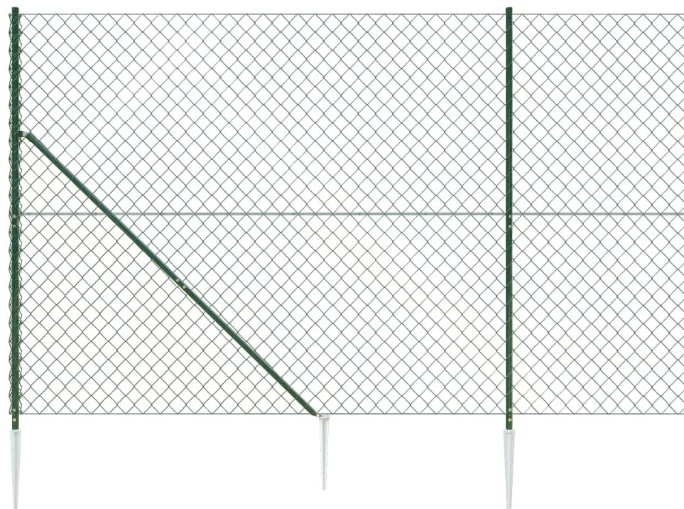 vidaXL Συρματόπλεγμα Περίφραξης Πράσινο 1,6 x 25 μ. με Καρφωτές Βάσεις