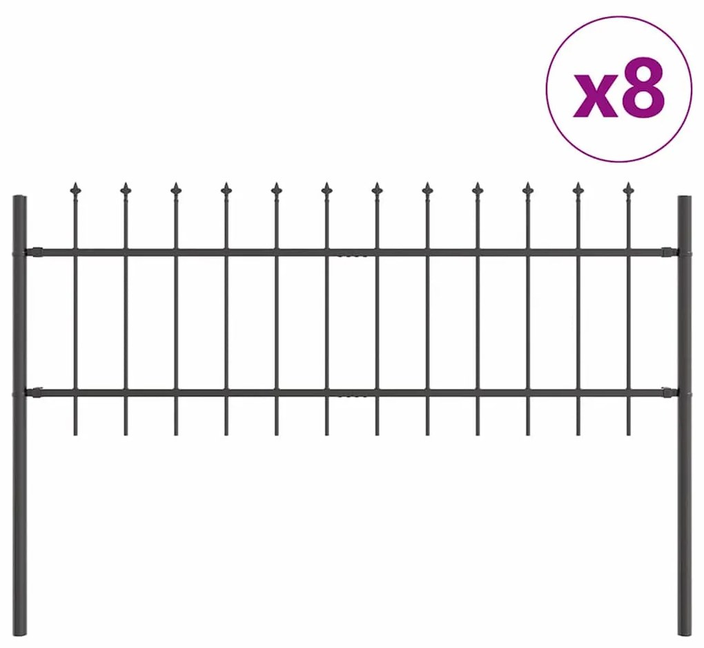 vidaXL Φράχτης Κήπου 8 pcs Γκρι 13,6 x 0,6 μ Ατσάλι με Πούδρα