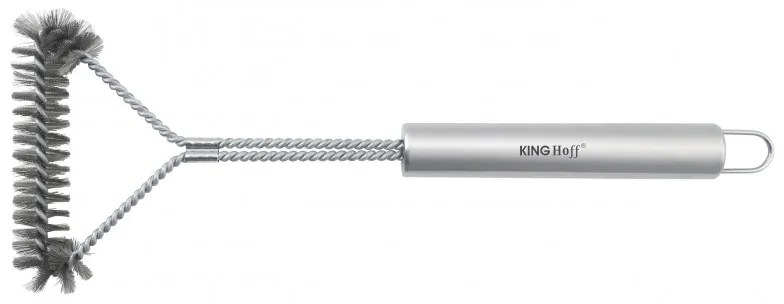 Βούρτσα καθαρισμού BBQ Kinghoff KH 1915, 41,5 cm, Εργονομική λαβή, Ατσάλινες τρίχες, Inox
