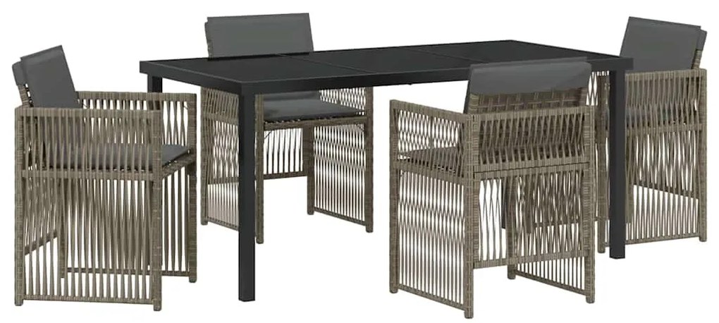 vidaXL Σέτ φαγητού για κήπο 5 pcs Γκρι Πολυ ράταν