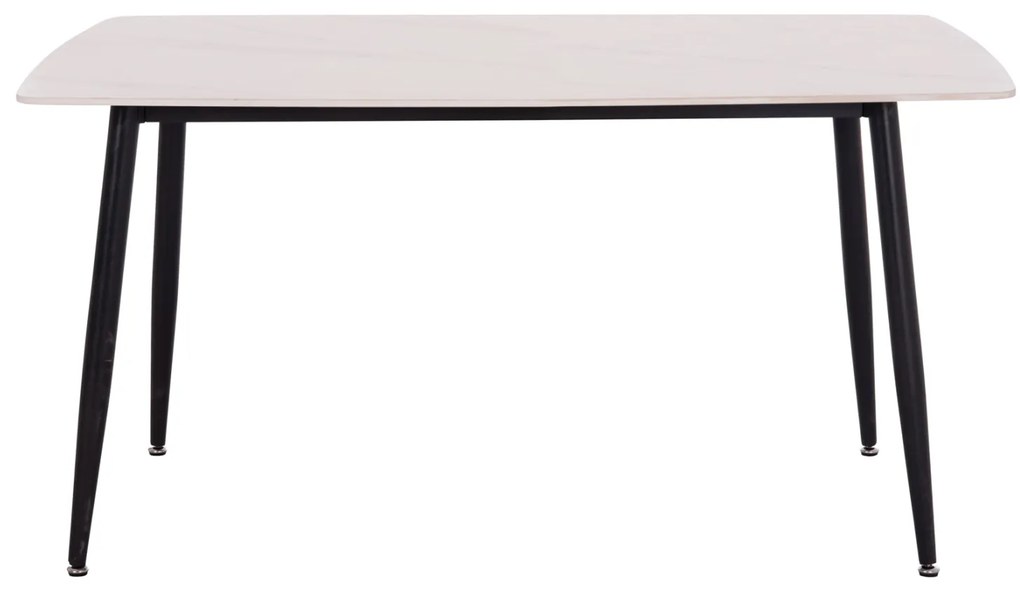 Τραπέζι Rav λευκό μαρμάρου sintered stone-μαύρο μέταλλο 140x80x75