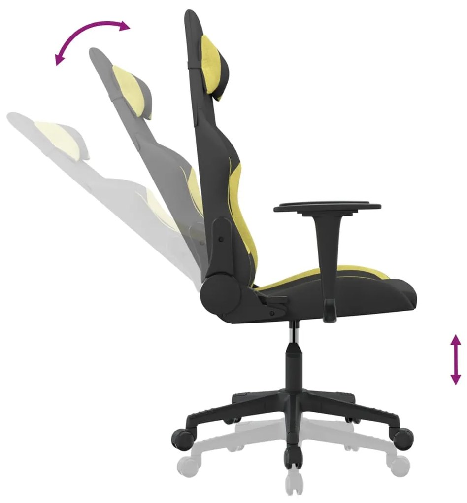 vidaXL Καρέκλα Μασάζ Gaming Μαύρο και Αν. Πράσινο Υφασμάτινη