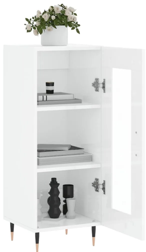 vidaXL Ντουλάπι Γυαλιστερό Λευκό 34,5x34x90 εκ. Επεξεργασμένο Ξύλο