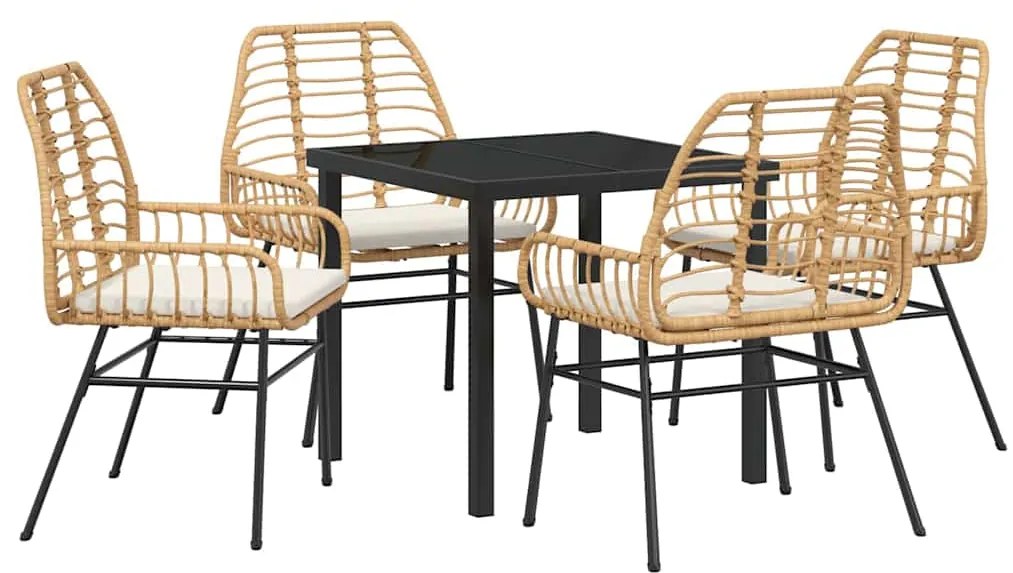 vidaXL Σέτ φαγητού για κήπο 5 pcs Καφέ συνθετικό ρατάν