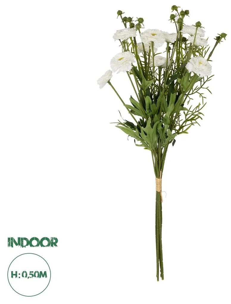 GloboStar® Artificial Garden WHITE CHRYSANTHEMUM BOUQUET 21330 Τεχνητό Διακοσμητικό Μπουκέτο Λευκό Χρυσάνθεμο Y50cm