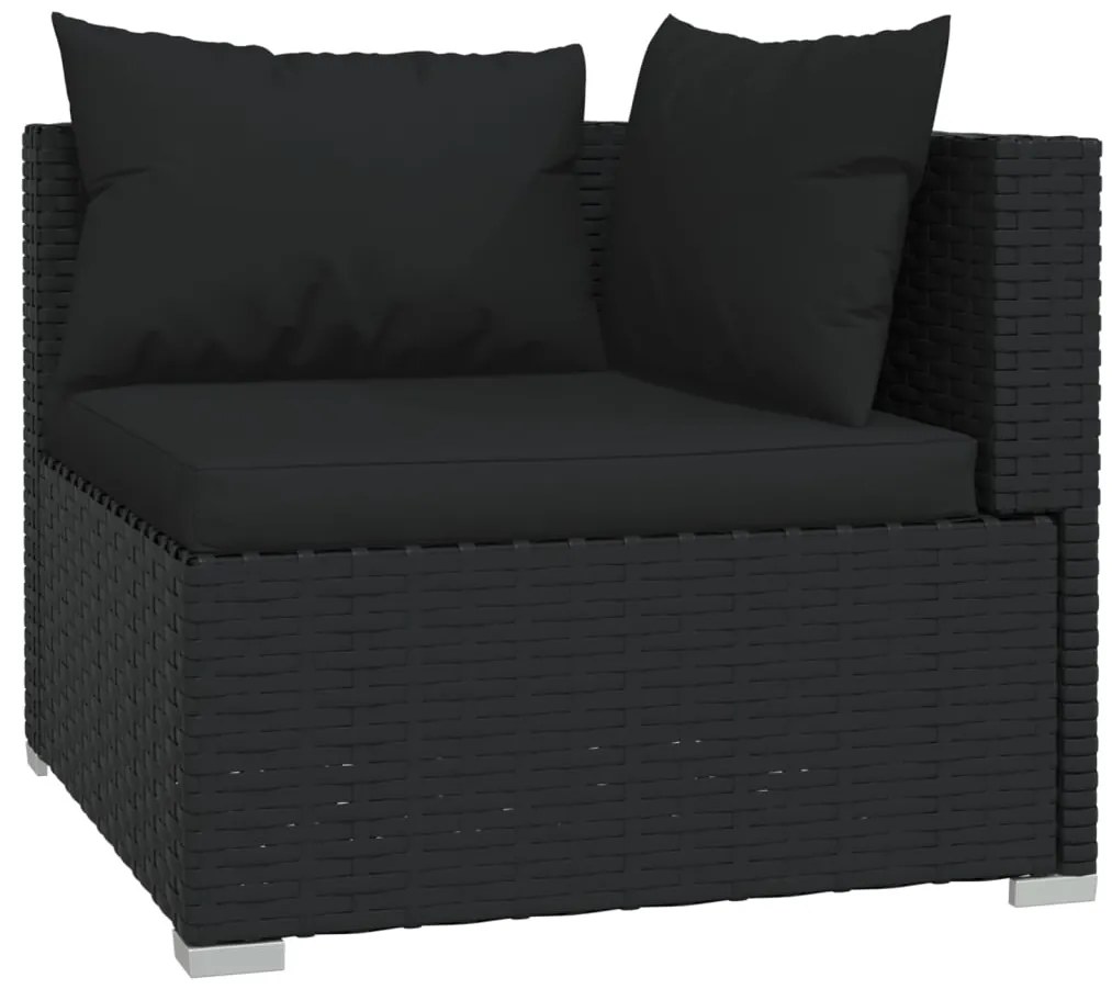 vidaXL Σαλόνι Κήπου Σετ 6 Τεμαχίων Μαύρο Συνθετικό Ρατάν με Μαξιλάρια