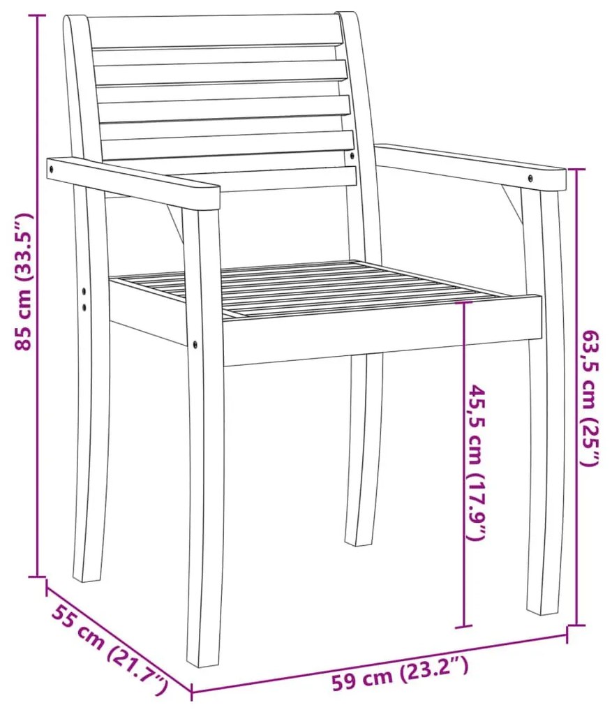 Καρέκλες Κήπου 4 τεμ. 59x55x85 εκ. από Μασίφ Ξύλο Ακακίας - Καφέ