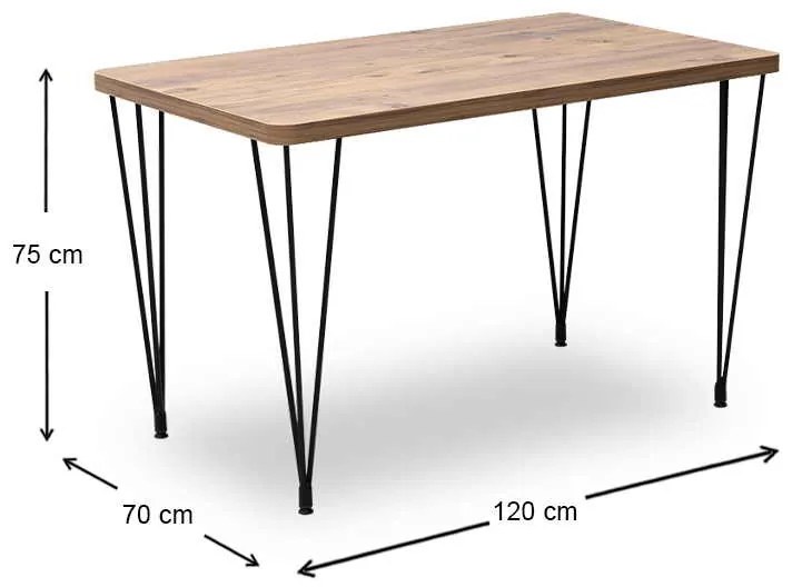 Τραπέζι Roger Megapap Mdf - μεταλλικό χρώμα ακακίας 120x70x75εκ.