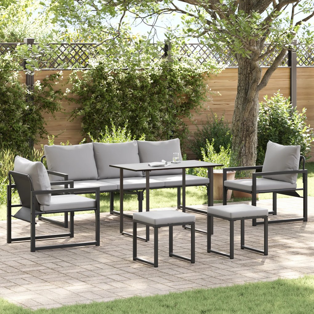 vidaXL Σετ Καναπέ Κήπου 6 pcs Μαύρο 61 x 72.5 x 71 εκ Ατσάλι