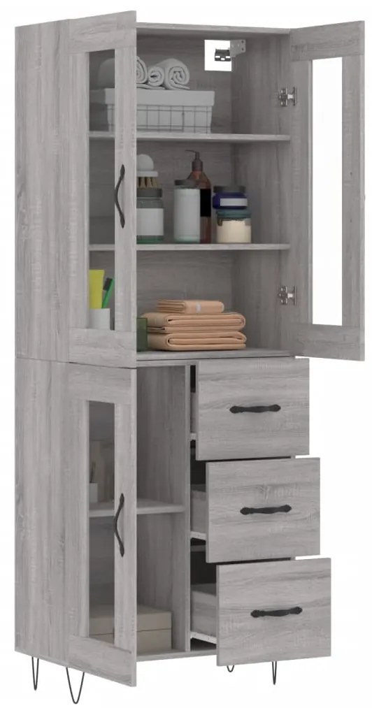 vidaXL Ντουλάπι Γκρι Sonoma 69,5 x 34 x 180 εκ. Επεξεργασμένο Ξύλο