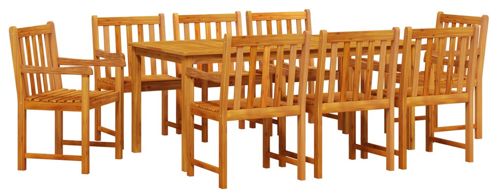 vidaXL Σετ Τραπέζι Φαγητού 9 pcs Φυσικό ξύλο 180 x 90 x 75 cm