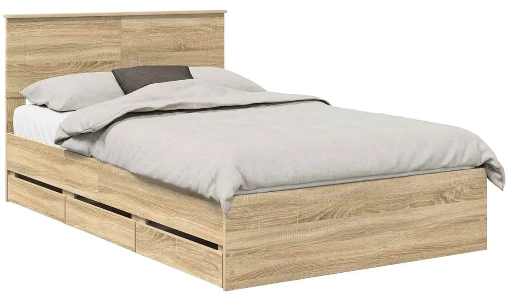 vidaXL Σκελετός Κρεβατιού Δρύς Sonoma 120 x 200 cm Μηχανήματος Ξύλο