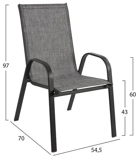 Σετ Κήπου Τραπεζαρία HM10525 5 τεμ με Τραπέζι 120x80x75.5 Αλουμινίου Ανθρακί εκ. &amp; 4 Καρέκλες Leon Γκρί