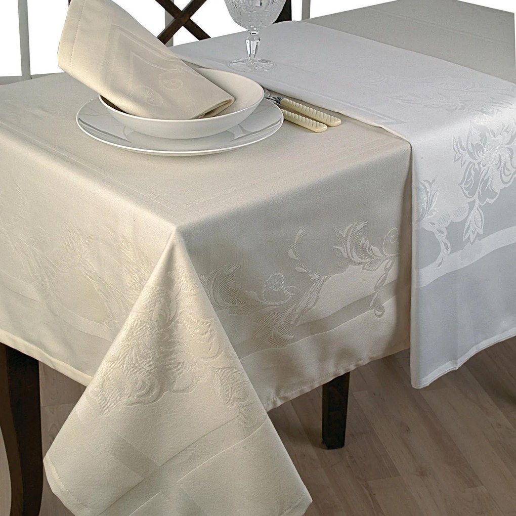 Τραπεζομάντηλο Πανώ Εκρού Viopros 160X160 Cotton-Polyester