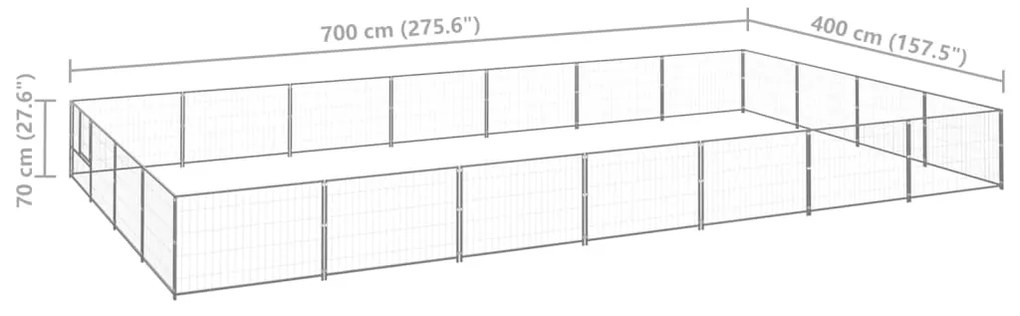 vidaXL Σπιτάκι Σκύλου Ασημί 28 μ² Ατσάλινο