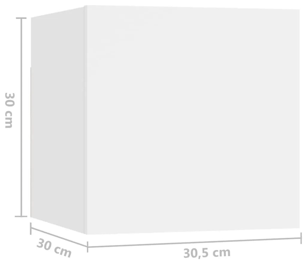 Κομοδίνα 2 Τεμαχίων Λευκά 30,5 x 30 x 30 εκ. από Επεξ. Ξύλο - Λευκό