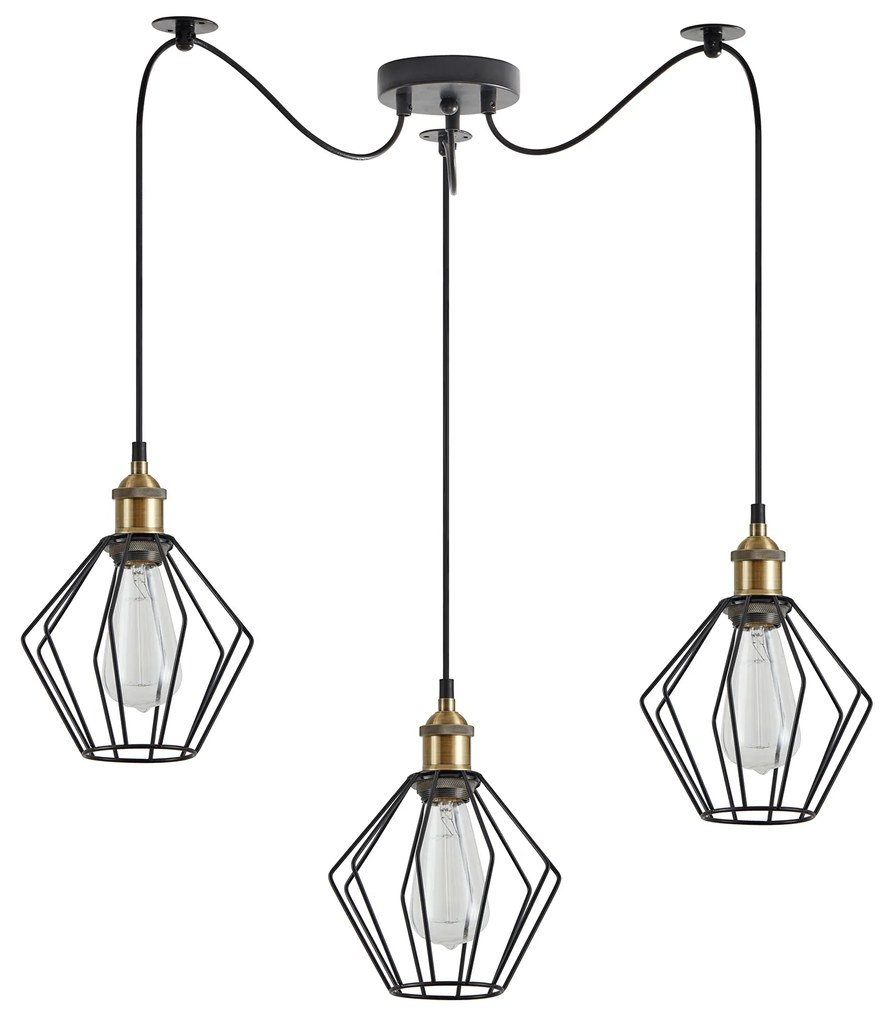 SE21-BR-10-BL3-GR1 MAGNUM Bronze Metal Pendant Black Metal Grid with Black Fabric Cable+ HOMELIGHTING 77-8705