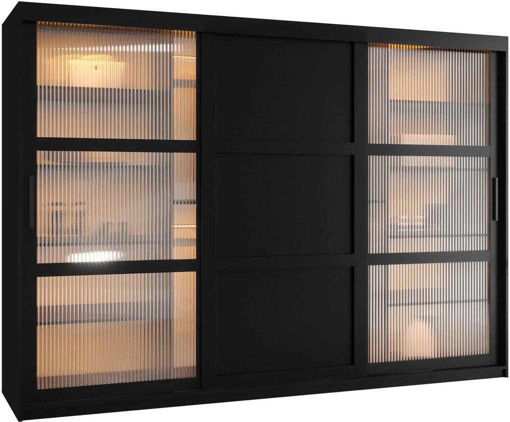 Ντουλάπα Flutes III 250 Συρόμενη-Μαύρο