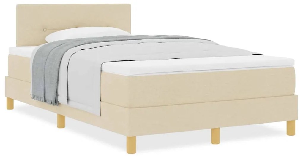vidaXL Κρεβάτι box spring με στρώμα με στρώμα Κρεμ 120 x 190 cm ύφασμα