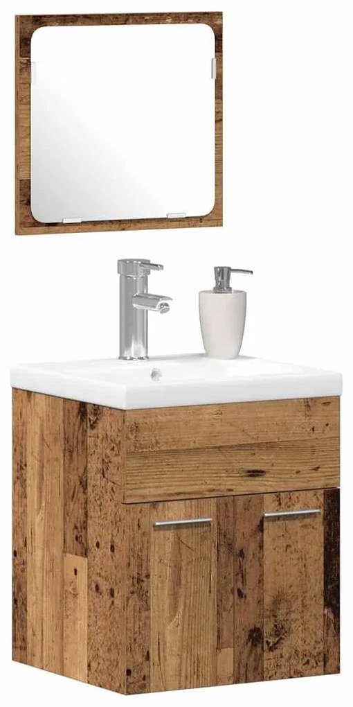vidaXL Σετ Επίπλων Μπάνιου με πόρτα 3 pcs Παλιό Ξύλο 41 x 38.5 x 46 cm