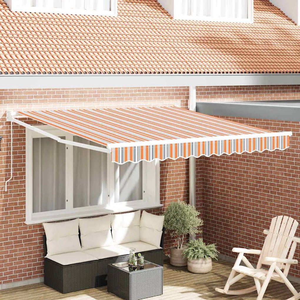 vidaXL Χειροκίνητη Ανασυρόμενη Τέντα Ριγέ 350x250 cm