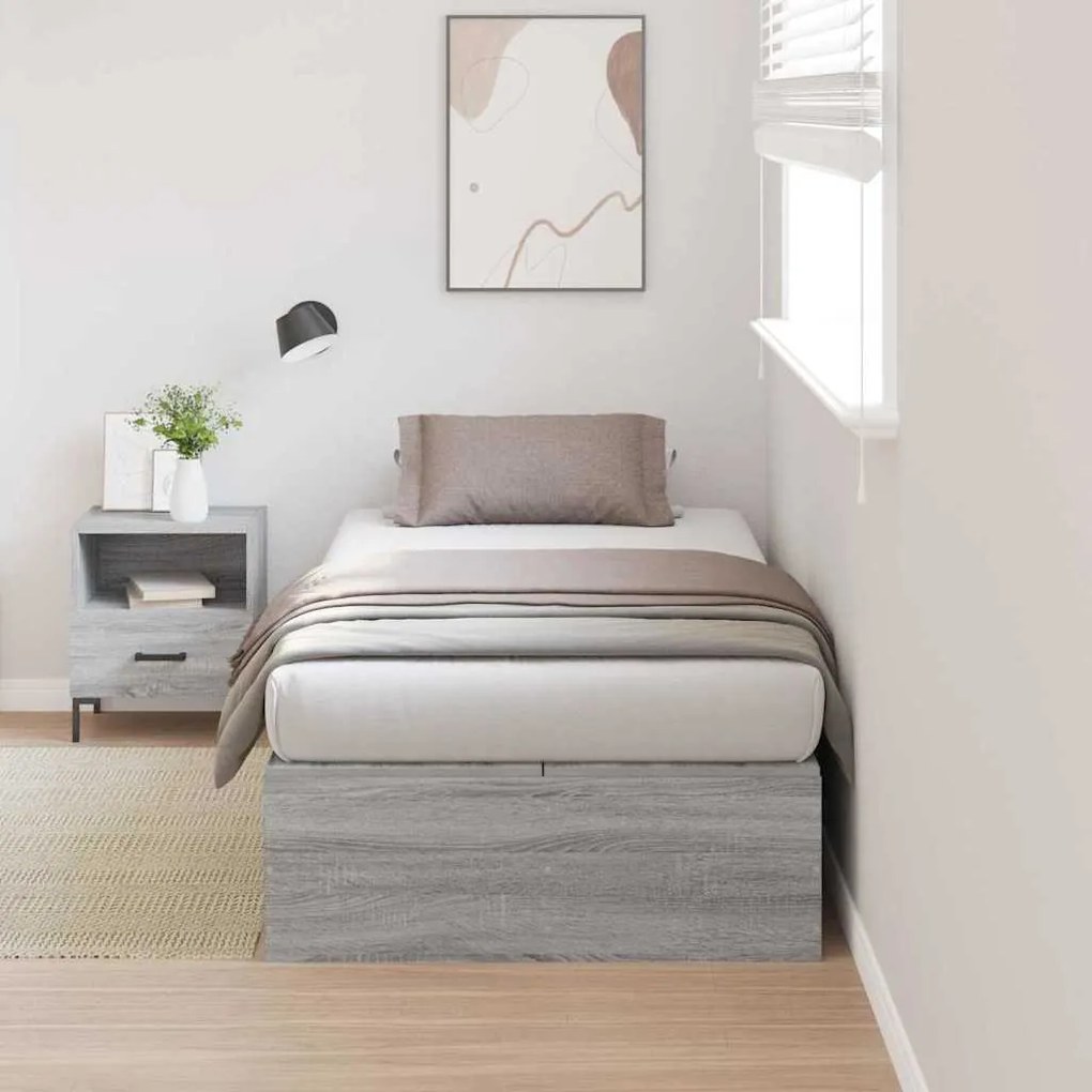 vidaXL Γκρι Σονομά Κρεβάτι Αποθήκης 75x190 cm